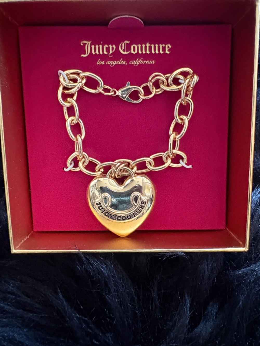 Juicy Couture Gold Heart Pendant Link Bracelet